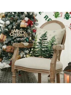 Winter Trees Snowflake Christmas Throw Pillow Cover NWOT